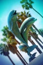 Dolphin statue at the Waterfront in Santa Barbara Ã¢â¬â California. Royalty Free Stock Photo